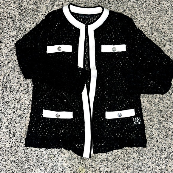 Woman’s Ming Wang open front net / knit jacket. Size S. - Picture 1 of 3